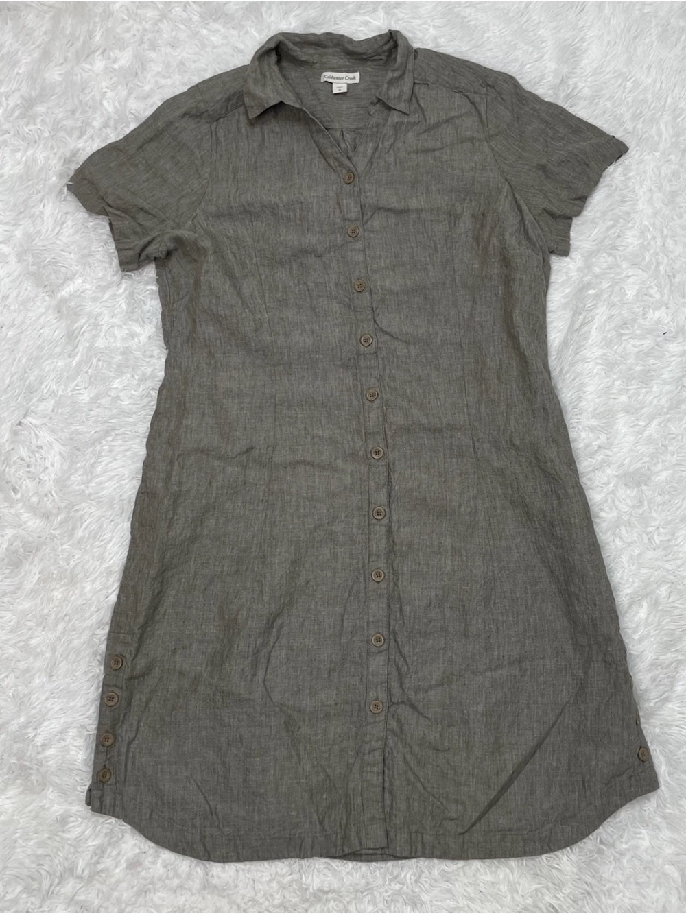Coldwater Creek 100% Linen Women’s Plus Size 1X Button Up Shirt Dress Lagenlook